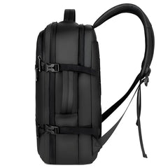 Wesley Luxur 45 Ltrs Overnighter Expandable Travel Laptop Backpack, Flight Cabin Approved Carry On with 16 inch Laptop Compartment, Anti Theft feature business/Travel/Weekender/college Charcoal Black