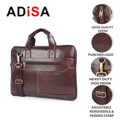 ADISA Laptop Bag for Men - Faux Leather Office Messenger Briefcase with Laptop Compartment for Work, Business, Corporate & Professional Use (LB6050)