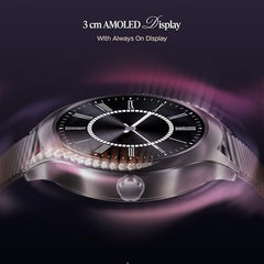 boAt Enigma Gem Women's Luxury Smart Watch w/ 1.19” (3.02cm) AMOLED Display, Emergency SOS Live Location Sharing, Female Wellness, Watch Face Studio, BT Calling, Watch for Woman (Rose Gold)