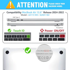 HASTHIP Laptop Cover for MacBook Air 13.6 Inch M4 A3240 M3 A3113 M2 A2681