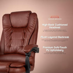 Kepler Brooks Italia Premium Leatherette Office Chair for Work | 3-Years Warranty | Boss Chair for Office, Ergonomic Executive Chair, Cushioned Arms & Seat, Leg Rest, Heavy Duty Metal Base (Black)