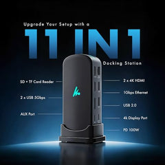 Type C 14 in 1 Wozoyo Docking Station, PD 100W, 2X4K@60Hz HDMI,4K DisplayPort, 2XType-C 10Gbps, USB 10Gbps, Gigabit Ethernet, AUX Port,Universally Compatible Thunderbolt 4,macOS,Windows,Android & iOS