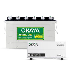 Okaya Inverter with Battery Combo for Home, Office & Shops | ATSW 1700 12V Pure Sine Wave Inverter 1450VA with 36 Months Warranty & OPSJT19048 160Ah Battery with 48 Months Warranty