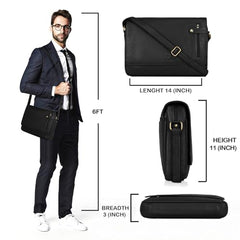 WildHorn Genuine Leather Laptop Messenger Bag for Men | Stylish Office Bag with a Padded Laptop Compartment & Adjustable Strap | Designed to Fit Laptops up to 14 Inches | Backed by a 1-Year Warranty
