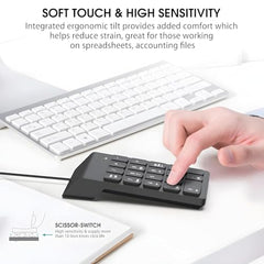 SMARTTECH USB Wired Numeric Keypad, Portable Number Pad with 18 Keys, Plug & Play External Numpad for Laptop PC Computer, Slim Compact Design for Office Accounting Data Entry Windows Mac