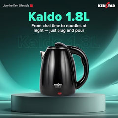 Kenstar KALDO 1.8 L Electric Kettle | 1350W | Cool-Touch Body | Concealed Heating Element | Dry Boil Protection | Black