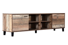 DeckUp Soneva Engineered Wood TV Unit (Wotan Oak & White, Matte Finish)