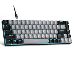 MageGee Portable 60% Mechanical Gaming Keyboard, MK-Box LED Backlit Compact 68 Keys Mini Wired Office Keyboard with Blue Switch for Windows Laptop PC Mac - Blue/White