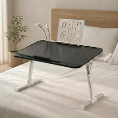 StarAndDaisy T9 Foldable Bed Table for Laptop & Study, 4-Level Adjustable Angled Tabletop, Large Desktop Surface with Anti-Slip Stopper, Tablet & Phone Slot, Storage Drawer, Stable Legs, PP & TPE