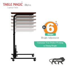 TABLE MAGIC- BADE Multipurpose Laptop Table Mat Finish - Adjustable, Foldable, Portable, Engineered Wood Top with Footrest, Top Size 60 * 45cm (Beige- Wenge)