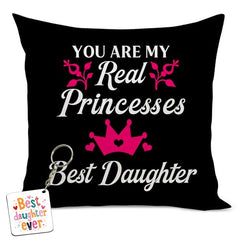 Gift for Daughter Birthday Special Birthday for Daughter Printed Cushion(12 inch X 12 inch with Filler with Keychian) Girls Pillow Daughters Day for Daughter and Girls (V) (D-5A)