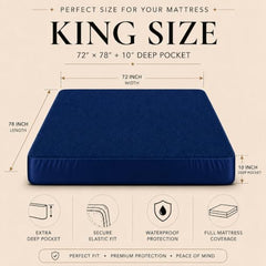 HOMEKART Premium Cotton 220TC 78 x 72 x 8 King Size Double Bed Mattress Cover Protector with Zip/Chain|Provides All Around Protection - 1 pc Multicolor (Grey, 78 x 72 x 8)