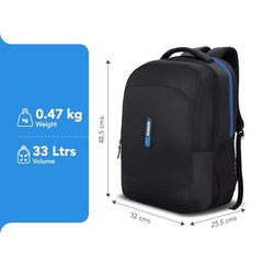 American Tourister Dolph+ 01 | 33L Backpack | 17" Laptop Bag | 3 Compartments | College & Office Backpack for Men and Women | Black | 1 Year Global Warranty
