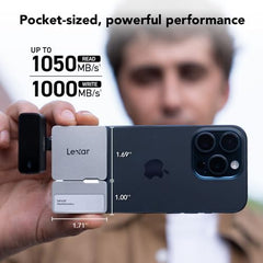 Lexar 1TB Professional Go Portable SSD, Supports Apple ProRes, Up to 1050MB/s Read & 1000MB/s Write, USB 3.2 Gen 2, Rugged, Compatible with iPhone 15 Series, PC & Mac (LSL400X001T-RNSNU)