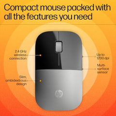 HP Z3700 Wireless Optical Mouse with USB receiver and 2.4GHz Wireless Connection/ 1200DPI / 16 months Long Battery Life /Ambidextrous and Slim Design (Modern Gold)