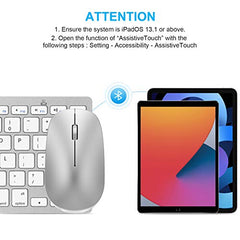 SPARIN Bluetooth Wireless Keyboard and Mouse Combo for iPad 13 and Above (Silver White)