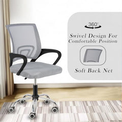 Casa Copenhagen Mesh Mid Back Office/Study/Computer/Revolving/Desk Chair for Work from Home -Metal Base, Height Adjustable Seat - Grey Milange & Black Handle