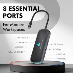 Type C 14 in 1 Wozoyo Docking Station, PD 100W, 2X4K@60Hz HDMI,4K DisplayPort, 2XType-C 10Gbps, USB 10Gbps, Gigabit Ethernet, AUX Port,Universally Compatible Thunderbolt 4,macOS,Windows,Android & iOS