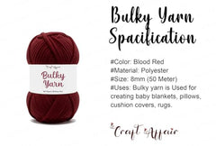 Craft Affair | Bulky Yarn/Blanket Yarn (8mm, 50 Meter, 100 Gram) | Chenille Yarn | for Craft Project: Blood Red