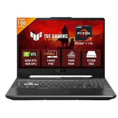 ASUS TUF Gaming A15, Gaming Laptop, AMD Ryzen 7 155, RTX 3050 GPU (16GB/512GB/39.62 cms (15.6) FHD/Windows 11 Home) FA506NCG-HN443W