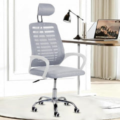 Casa Copenhagen Mesh Mid Back Office/Study/Computer/Revolving/Desk Chair for Work from Home -Metal Base, Height Adjustable Seat - Grey Milange & Black Handle