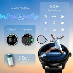 Fastrack MYND 1.93” AMOLED Display Smart Watch for Men & Women with AI Watch Faces,AI Chat,Offline Voice Commands,Curved Metallic Design,Functional Crown,BT Calling, Health Suite,100+ multisport modes