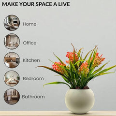 SKYGREEN Luxury Artificial Green Bonsai Tree with Stylish Decorative Pot for Modern Home, Office Desk & Shelf Decor | (BN-104)