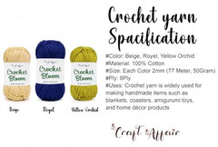 Craft Affair | Crochet Bloom Cotton Yarn 8ply (Each Color 2mm, 77Meter, 50Gram) 100% Pure Cotton | for Knitting Yarn | Craft & DIY Project: Grey, Pink, Off White