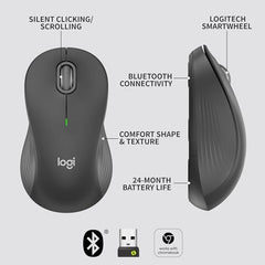 Logitech Signature M550 Wireless Mouse - for Small to Medium Sized Hands, 2-Year Battery, Silent Clicks, Bluetooth, Multi-Device Compatibility