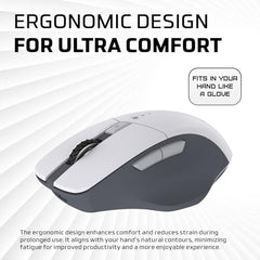 Amkette Hush Pro Epic M Rechargeable Wireless Mouse, Bluetooth Mouse | 3 Device Connectivity (2xBT&2.4G) with Top Mounted Device Switch Button, Silent Switches, Ergonomic Design, Upto 3200 DPI, Black