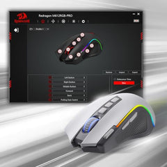 Redragon M612AK PRO RGB Gaming Mouse, 8000 DPI Wired/Wireless Optical Mouse with 9 Programmable Buttons & 7 Backlit Modes, BT & 2.4G Wireless, Software Supports DIY Keybinds Rapid Fire Button