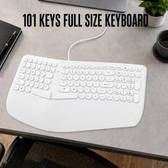 Ant Master 05 Wired USB Keyboard - Full-Size 104 Keys with Numeric Pad | Membrane Silent Typing, 1.3m Cable, Plug & Play | Ergonomic Office & Home Keyboard for PC, Laptop, Mac & Linux – Black