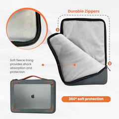 Dyazo 15.6 Inch Laptop Sleeve with Handle & Front Accessory Pocket with Organized Compartments | Soft Interior Padded Protective Case | Compatible for MacBook, HP, Dell, Lenovo, Asus & More (Grey)