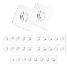 BRAND VILLA Transparent Self Adhesive Wall Hooks, Heavy Duty No Drill Nail Free Sticky Hooks for Kitchen, Bathroom, Keys, Towels & Home Organization (Pack of 10)