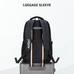 Safari Forge 34L Laptop Backpack, 3 compartments, Raincover, Antitheft pocket, Trolley Sleeve, Organizer, Bottle holder, Front pocket, College bag, school bag, Formal backpack, Color- Black