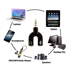 Sounce Audio Jack Headphones with mic, 3.5 mm Jack Splitter 2 Male 1 Female Black (U-Shape)