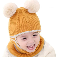 MOMISY Winter Soft Woolen Monkey Cap with Velvet Lining for Baby Boys, Girls, Infant, Toddler, 2-5 Years (in, Age, 2 Years, 5 Years, Yellow)