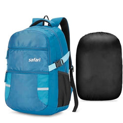 Safari Omega spacious/large laptop backpack with Raincover, college bag, travel bag for men and women, Black, 30 Litre