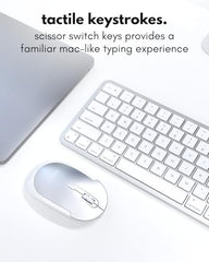 Macally Bluetooth Mac Keyboard and Mouse - Compact (2 Zone) Layout with Number Pad - Multisync, Rechargeable - Wireless Apple Keyboard and Mouse Combo for Mac, MacBook, iPad, iPhone - Silver