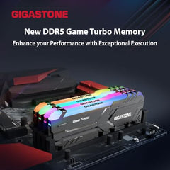 【RGB DDR5 RAM】 GIGASTONE Game Turbo 128GB Kit (4x32GB) DDR5 5600MHz PC5-44800 CL40-40-40-76 Intel XMP 3.0 AMD Expo 1.2V UDIMM 288 Pin Unbuffered Non ECC High Performance Gaming Desktop Memory - Black