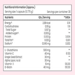 TATA 1MG Glutathione Advanced Capsule with Vitamin C E Biotin Grape Seed Extract For Skin Glow Hydration Radiance Pack of 30 Tablets