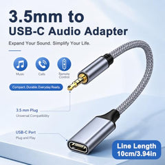 Verilux® USB C to 3.5mm Adapter Type C to Aux Audio Converter