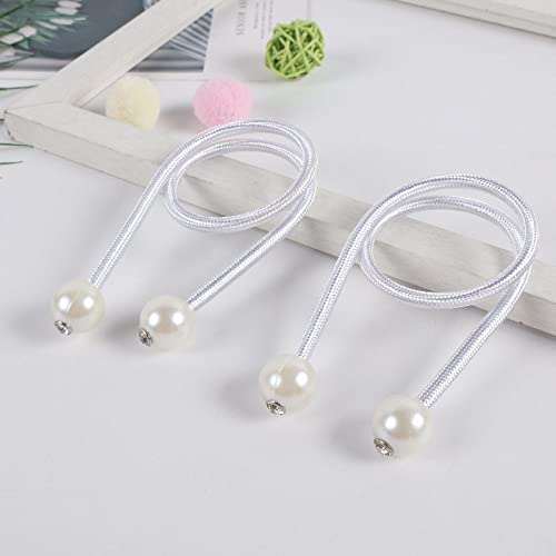 Syga 2Pcs Curtain Tiebacks 46cm Curtain Clip Rope Holdbacks Classy Decorative Pearl Holder Buckles for Home Hotel Window Draperies Rope Ties Office Living Bedroom Decoration- Pack of 2, Beige