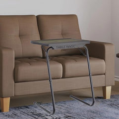 TABLE MAGIC- BADE Multipurpose Laptop Table Mat Finish - Adjustable, Foldable, Portable, Engineered Wood Top with Footrest, Top Size 60 * 45cm (Beige- Wenge)