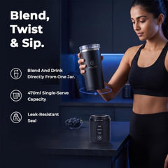 Kilig Vortex Blitz Portable Blender, Sip-Ready Jar Design, 470ml BPA-Free, USB-C Rechargeable, 3 Modes (Blend, Smoothie, Crush), 6 Blade system