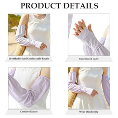 MOMISY UV Protection Arm Sleeves for Women with Thumb Hole Sun Protection Cooling Hand Covers (Grey)