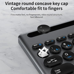 Wireless Keyboard and Mouse Combo with Phone Tablet Holder, Rechargeable Dual-Mode (Bluetooth 5.0 and 3.0 +2.4G) Multi-Device Silent Mouse for Windows, iPad, Tablet, MacOS,iOS,Android (Grayish Black)