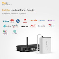 Oakter Mini UPS Basic for WiFi Router Broadband Modem | Supports 12V-2A Routers. Backup Upto 3 Hours | WiFi Router UPS Power Backup During Power Cuts| Current Surge & Deep Discharge Protection