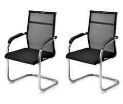 GOYALSON Visitor Chair Leather Back and Cushioned seat Chrome Base Suitable for Reception Home Conference Room Study Computer Restaurant Chair (1 Leather Back, z Black, Standard)