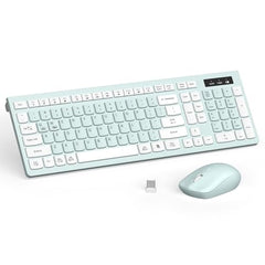 Wireless Keyboard and Mouse Combo, Full-Sized Wireless Keyboard and Adjustable DPI Mouse, 2.4GHz USB Receiver, Keyboard and Mouse for PC, Windows, Desktop, Laptop (Orange-B)